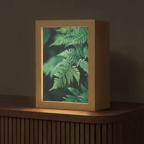 Varenblad - Groen - Structuur - Wazig Light Box met kabel (Tafellamp) klein -z3d_website