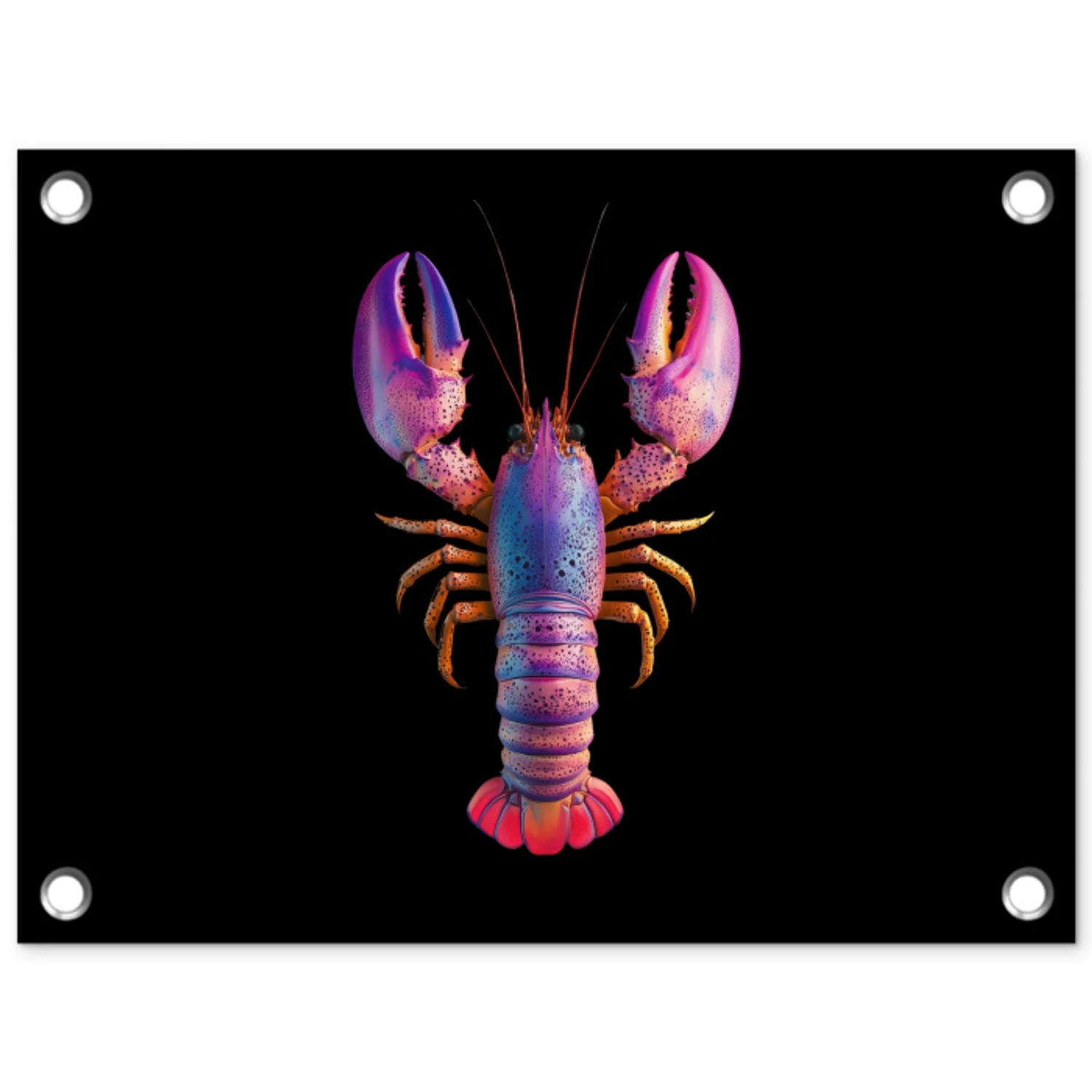 Kreeft - Paars - Roze - Zwart - Stippen - Lila tuinposter los doek klein -3d