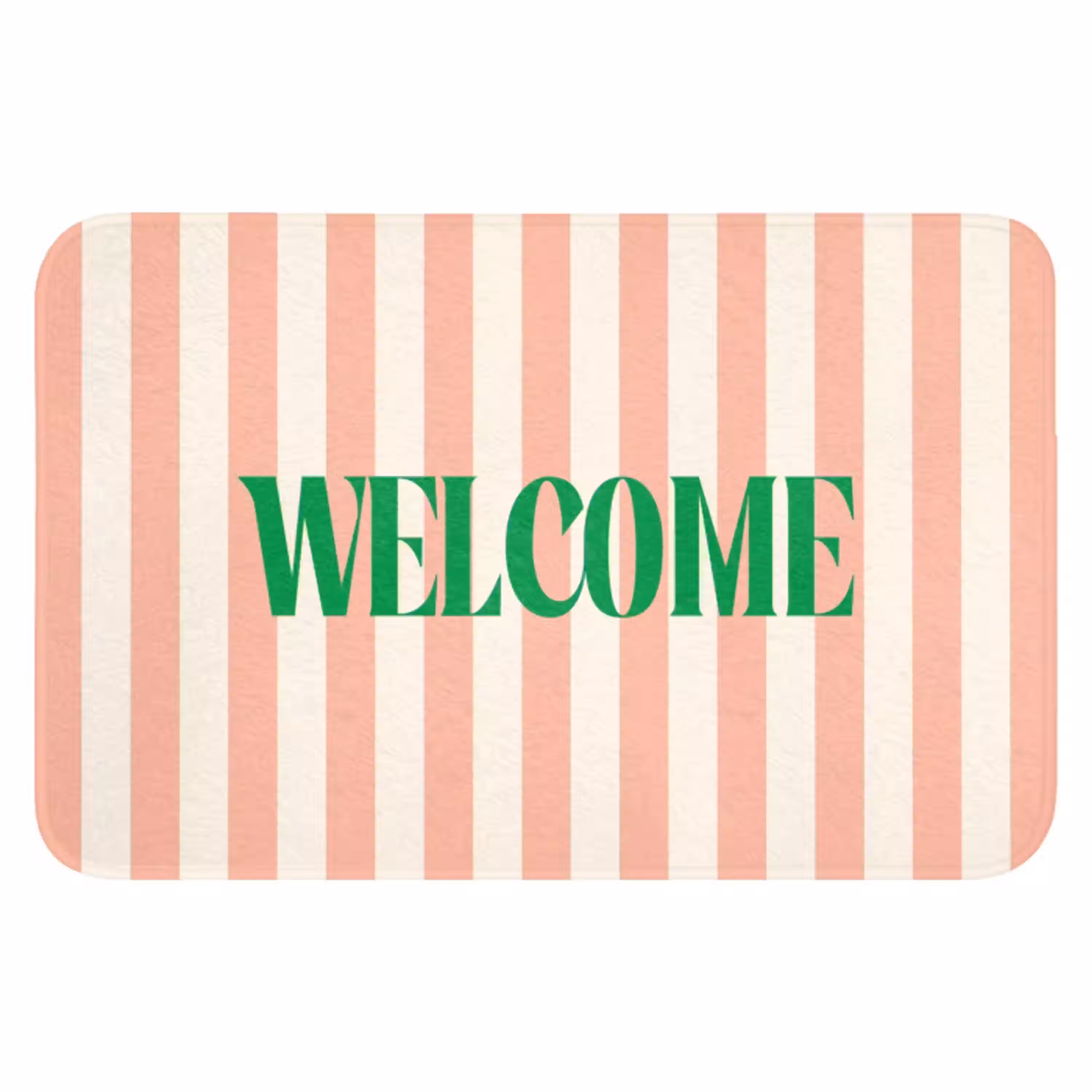 Zachtroze - Groen - Strepen - Welcome WCmat klein -3d