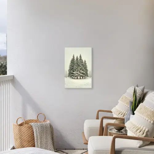 Bomen - Sneeuw - Wit Tuinposter op houten frame 2 cm dik klein -sfeer1