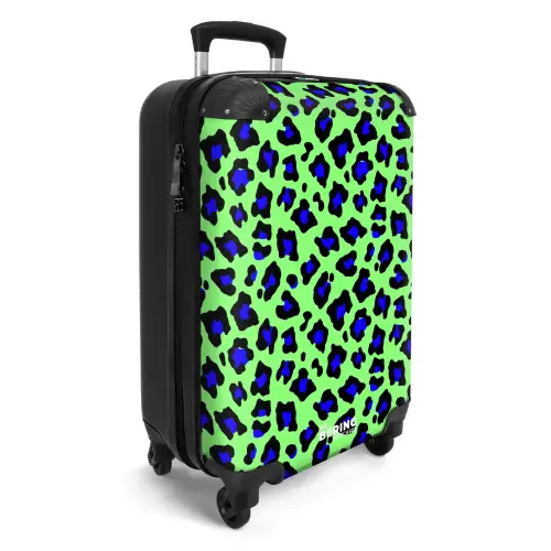 Blauw uipaardpatroon op groene achtergrond NBS - Handbagage koffer - Kinderen Unisex middel -productfoto_3d