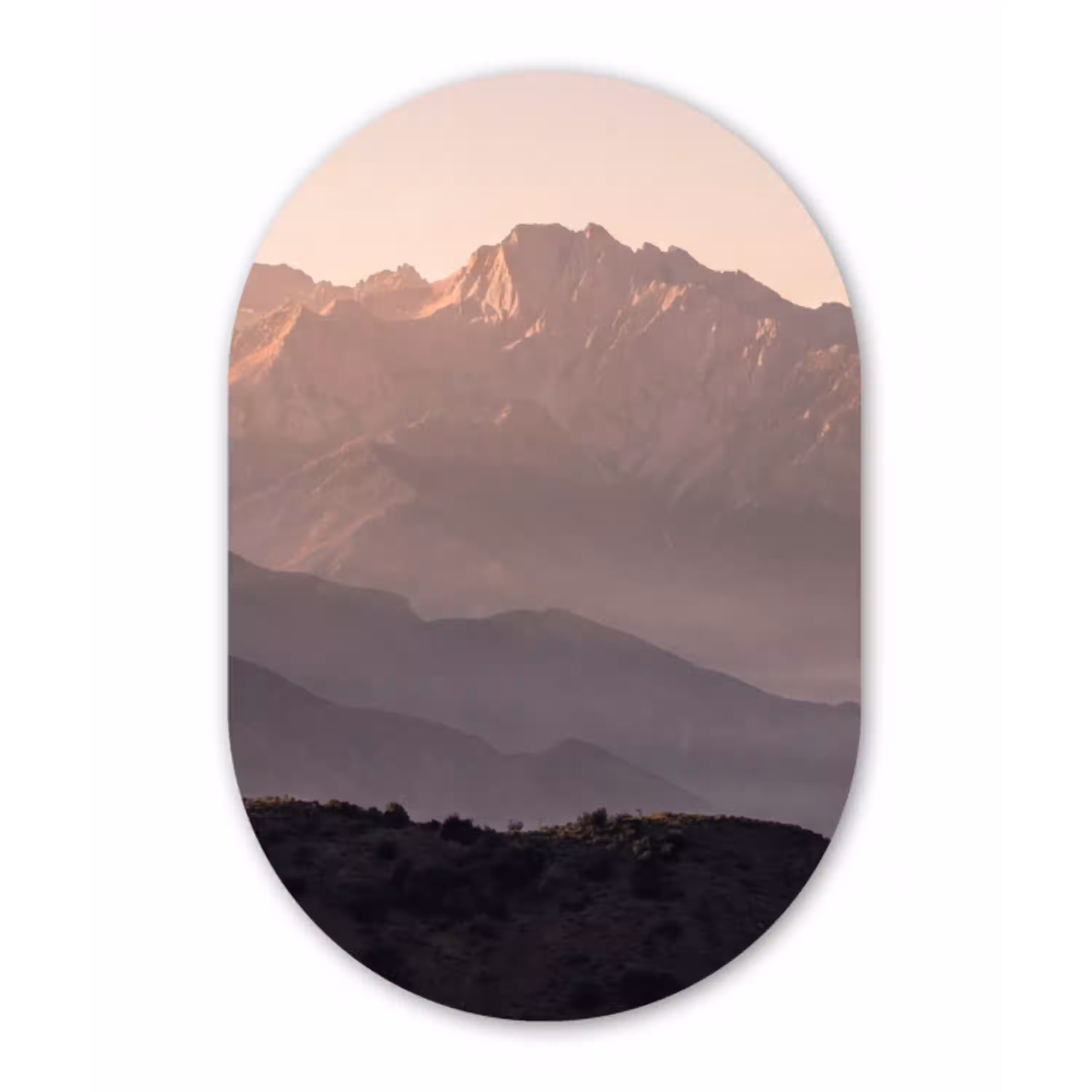 Panorama - Landschap - Bergen Wandcirkel Ovaal Aluminium middel -3d