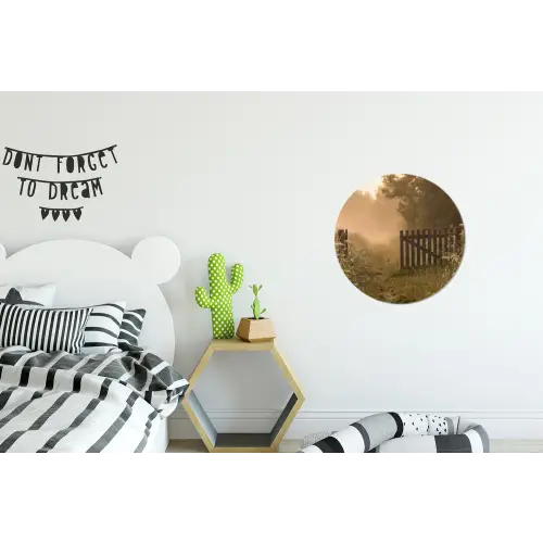 Hek - Natuur - Mist - Veld Wandcirkel aluminium klein -kinderkamer