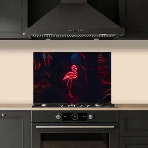 Flamingo - Roze - Neon - Licht keuken achterwand spatscherm klein -sfeer1