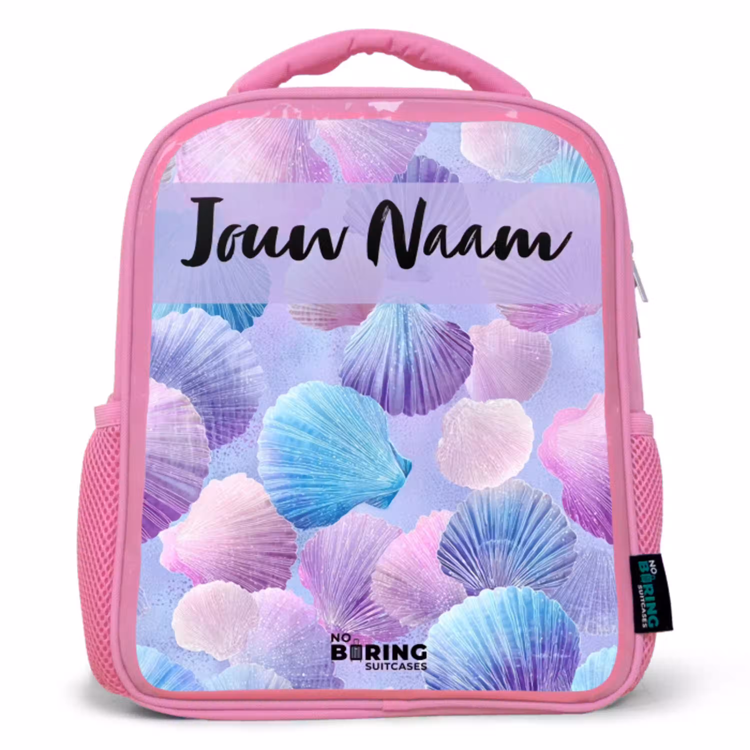 Schelpen - Paars - Blauw - Patroon Kinderrugzak - Roze middel -3d