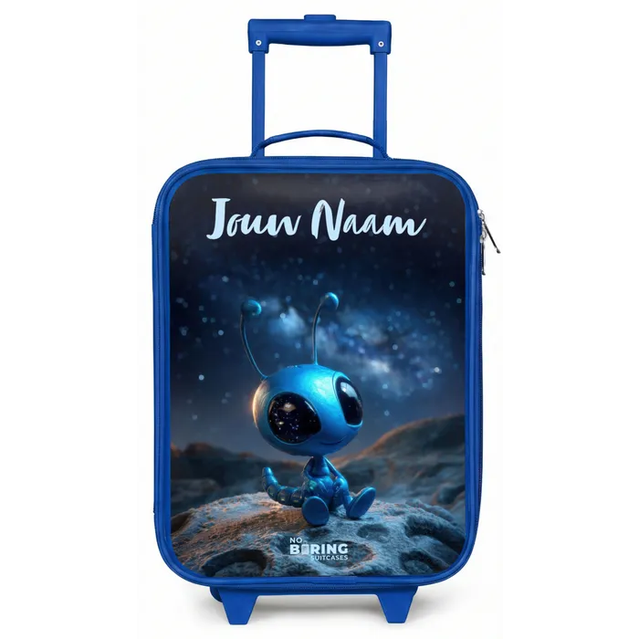 Blauw buitenaards wezentje onder sterrenhemel Kinderkoffer - Blauw klein -zz3dotto