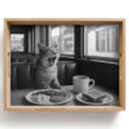 Kat - Koffie - Brood - Zwart Dienblad Rechthoek middel -z3d_shopping