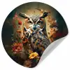 Uil - Vogel - Bloemen - Planten - Botanisch Wandcirkel behangsticker klein -3d