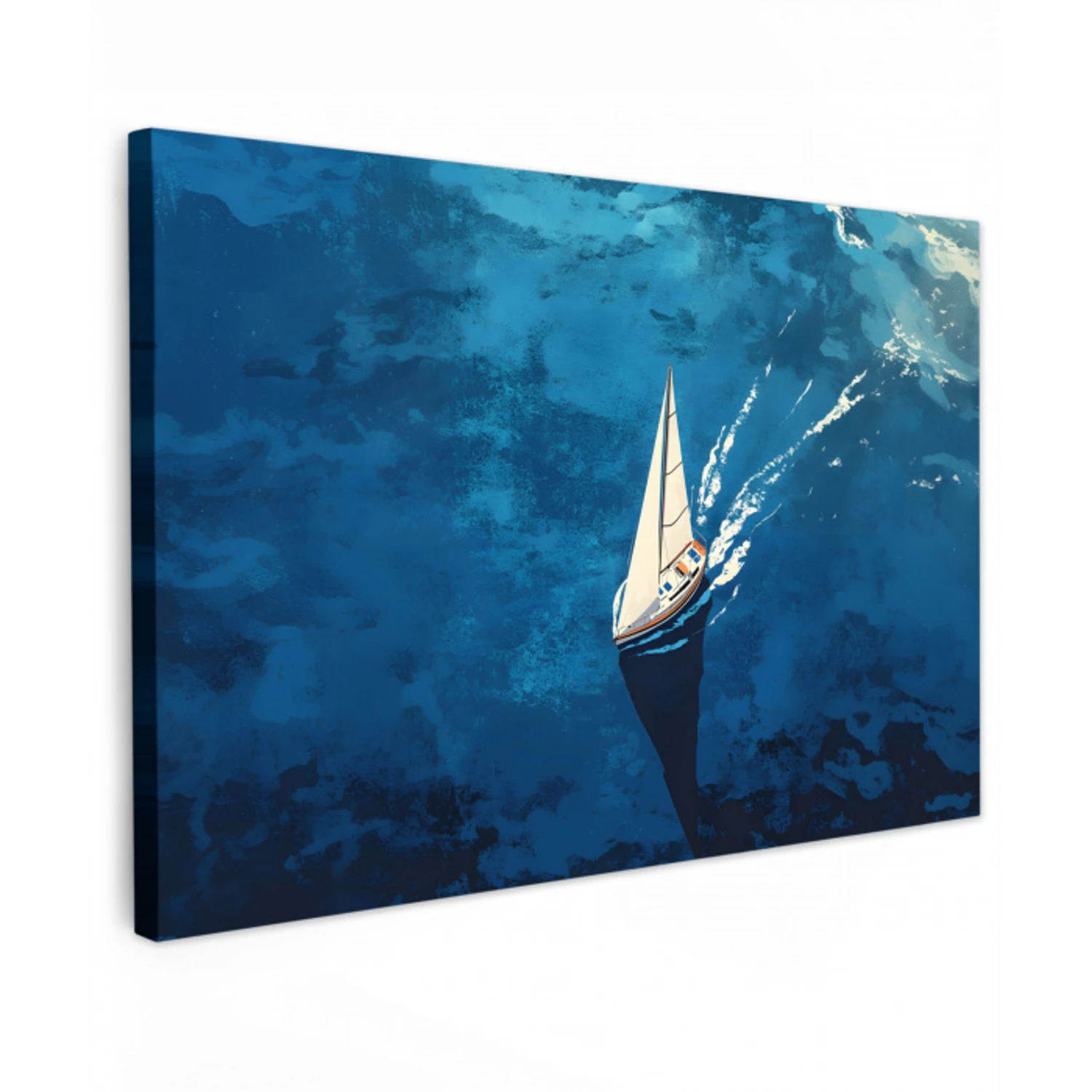 Zeilboot - Water - Abstract - Schaduw Tuinposter op houten frame 2 cm dik klein -3d