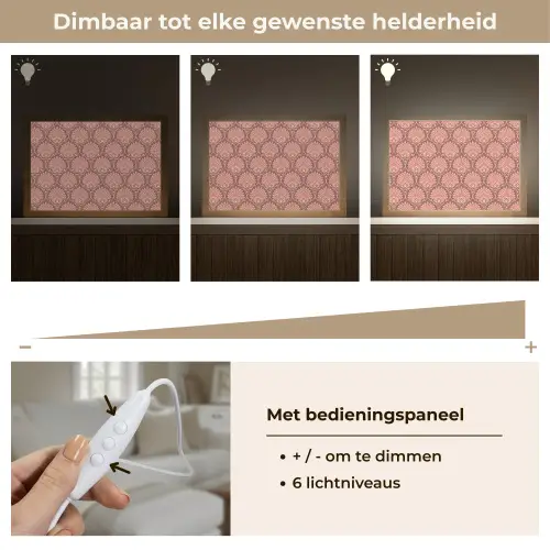 Waaiermotief - Patroon - Roze Light Box met kabel (Tafellamp) klein -USP_dimbaarNL