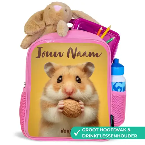 Hamster - Walnoot - Dier Kinderrugzak - Roze middel -inhoud_NL