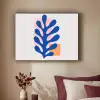 Abstract - Blad - Blauw - Rechthoeken Textielframe zwart klein -sfeer1