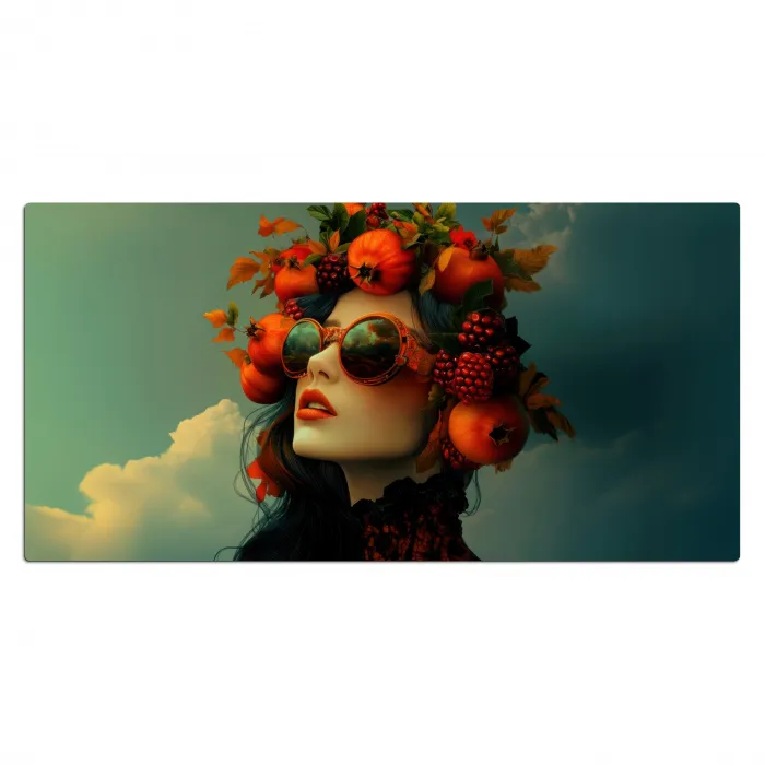 Vrouw - Granaatappel - Herfst - Zonnebril Muismat XXL klein -3d_leeg