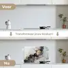 Zwart - Marmer - Luxe - Goud keuken achterwand spatscherm klein -voor_na_NL