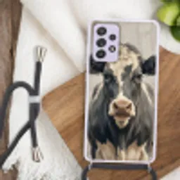 Koe - Portret - Dieren - Modern Hoesje Samsung Galaxy A52 5G met koord klein -sfeer4