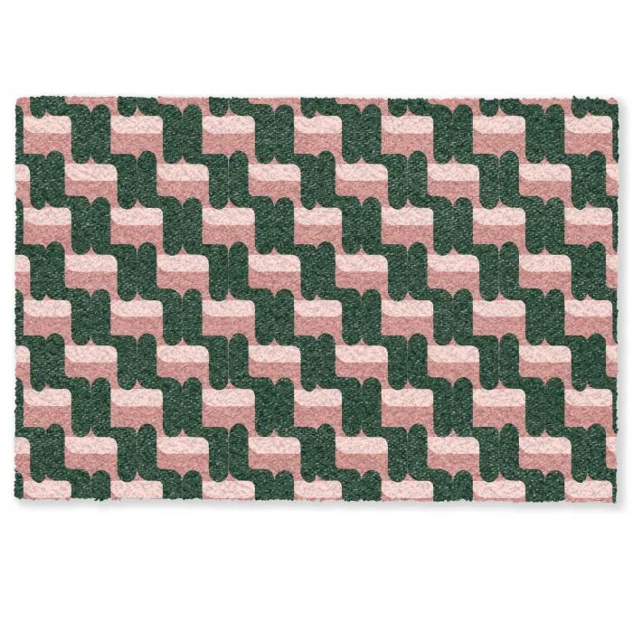 Vlechtpatroon - Groen - Roze - Geometrisch Deurmat klein 898 -zkaufland3d