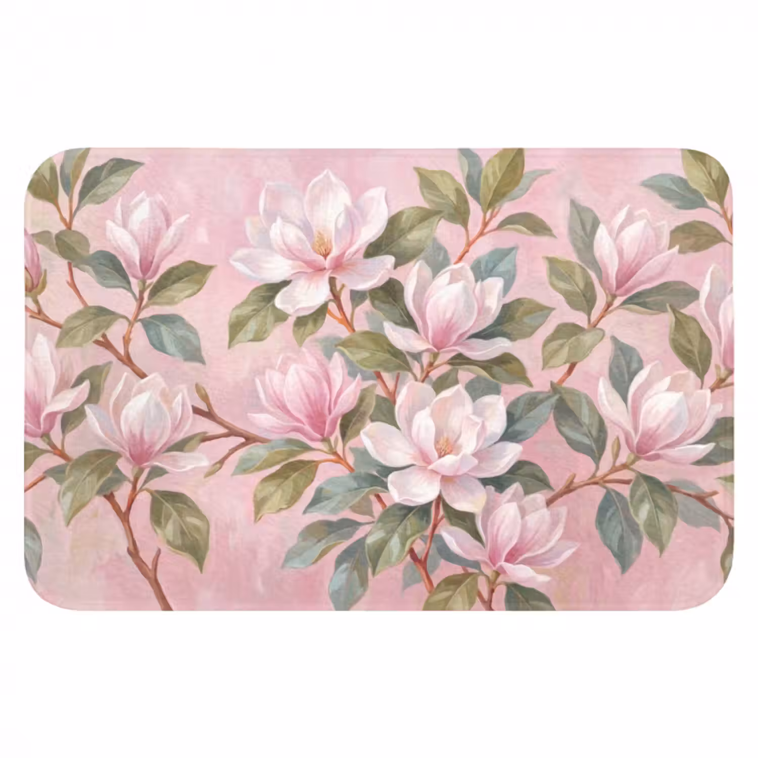 Badematte - Magnolien - Muster - Rosa