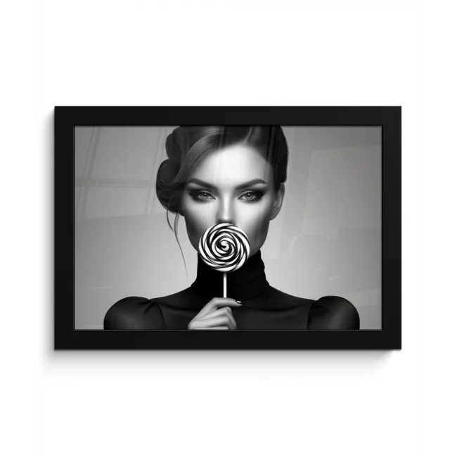 Vrouw - Lolly - Zwart fotolijst zwart zonder passe partout klein -3d