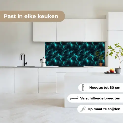 Turquoise - Bliksem  - Wolken keuken achterwand 2 middel 871 -sfeer4_NL