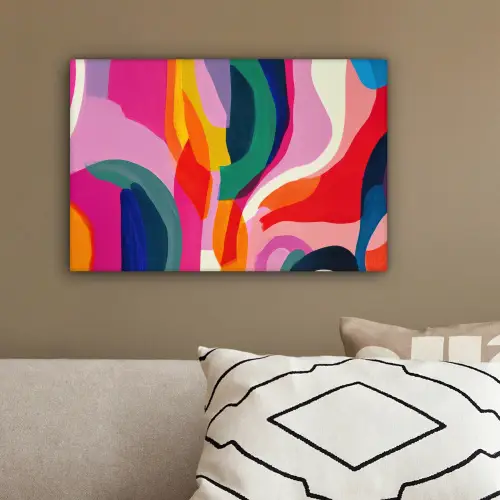 Vormen - Golvend - Abstract - Felroze canvas 2cm klein -sfeer3
