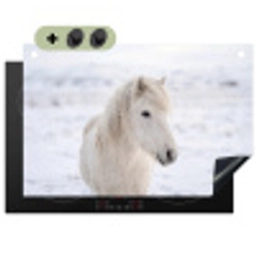 Paard - Kop - Winter - Dieren - Wit Inductie beschemer met haakjes klein -3d