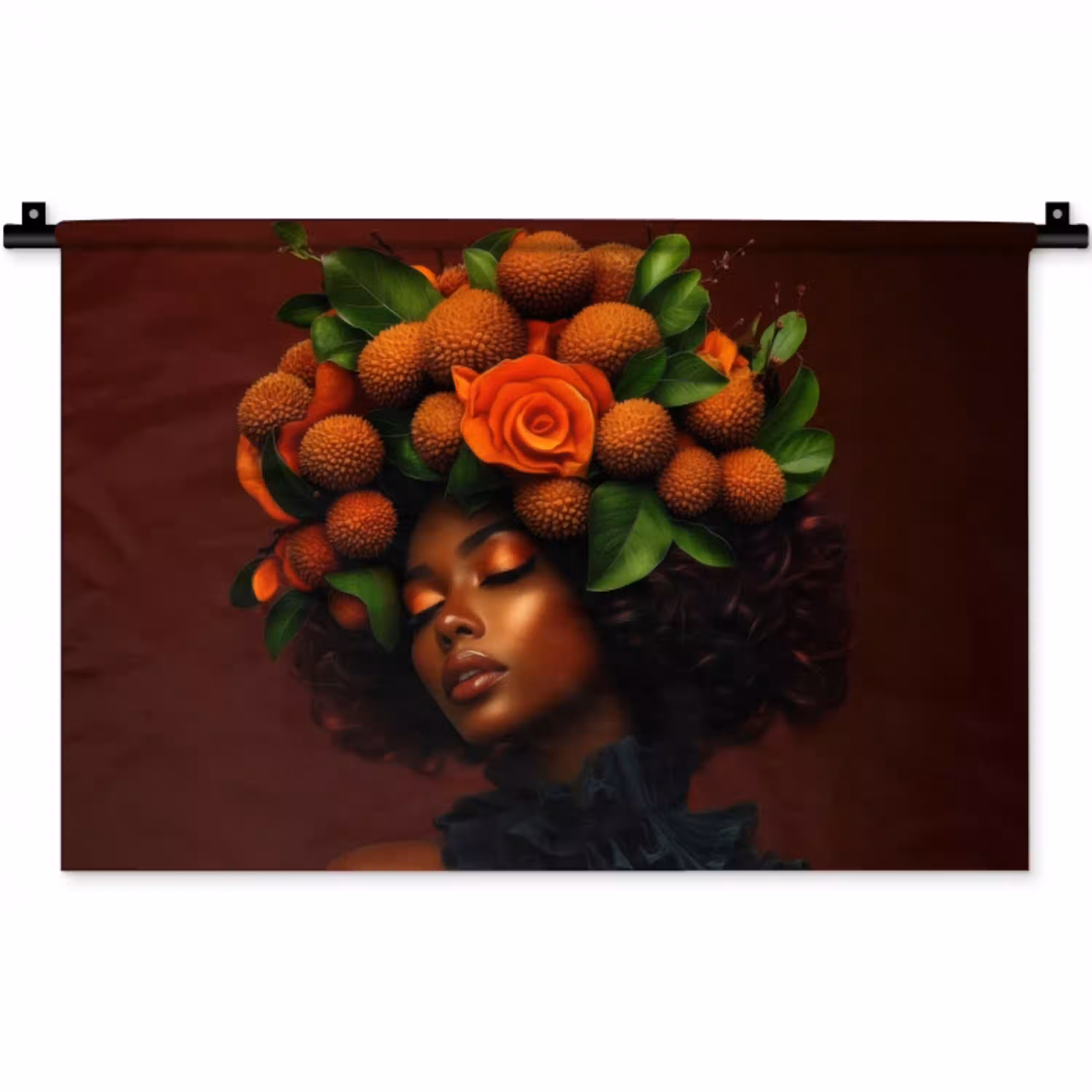 Vrouw - lychee - exotisch Wandkleed katoen klein -zz3d