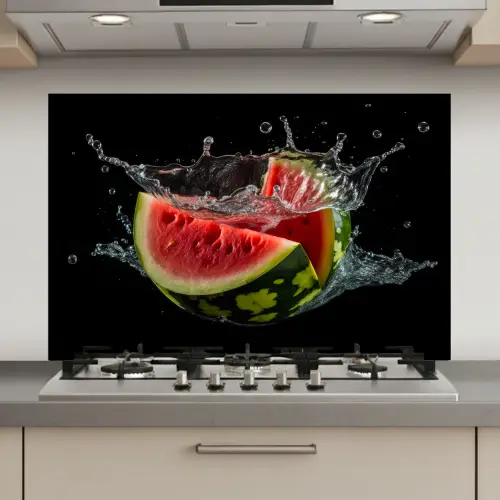 Watermeloen - Zwart - Water - Fruit - Meloen keuken achterwand spatscherm klein -3d_website