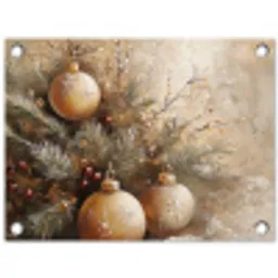 Kerst - Kerstballen - Beige - Goud tuinposter los doek klein -3d