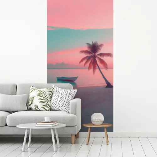 Zee - Boot - Zonsondergang fotobehang vinyl groot -woonkamer