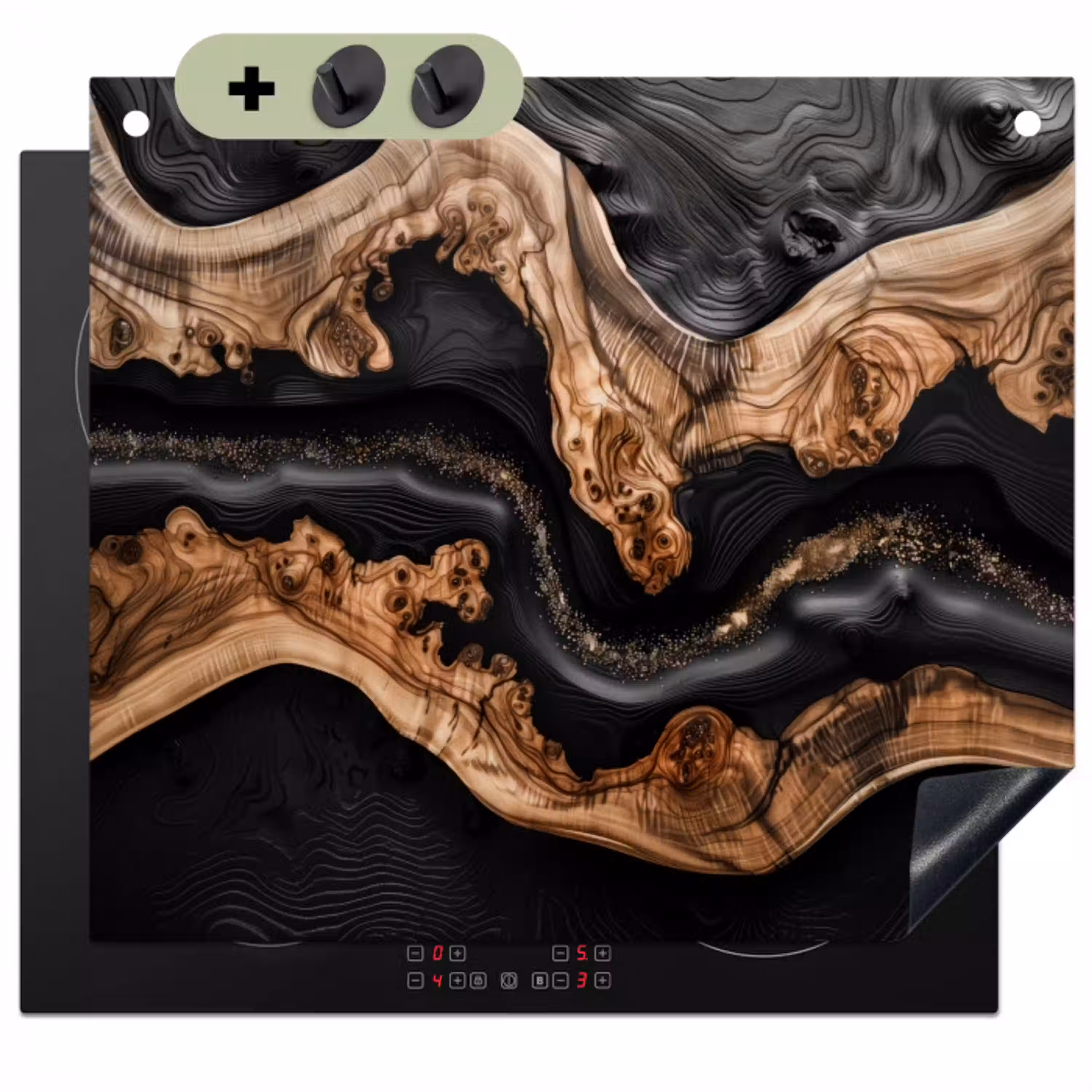 Rivieren van Hout en Hars Inductie beschemer met haakjes klein -3d
