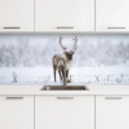 Rendier - Gewei - Toendra - Sneeuw - Wild keuken achterwand 2 middel -3d