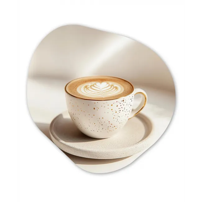 Cappuccino - Schuim - Schotel - Beige Wandcirkel Organisch Forex 3mm klein -3d