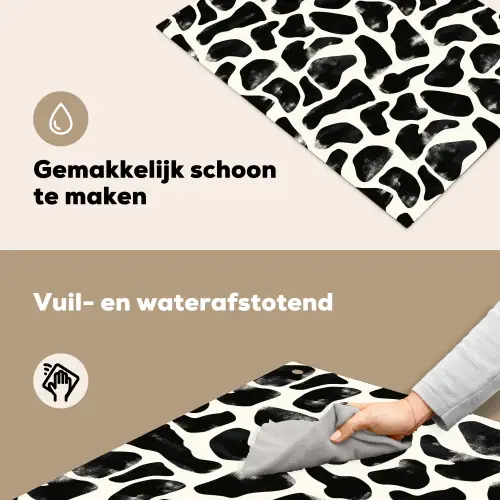 Dierenpatroon - Vlekken - Zwart - Wit Inductie beschemer met haakjes klein 777 -ky-schoon-nl