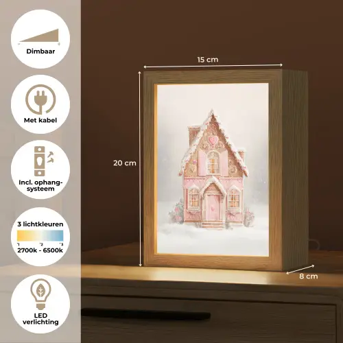 Huisje - Suiker - Pastel Light Box met kabel (Tafellamp) klein -USP_NL