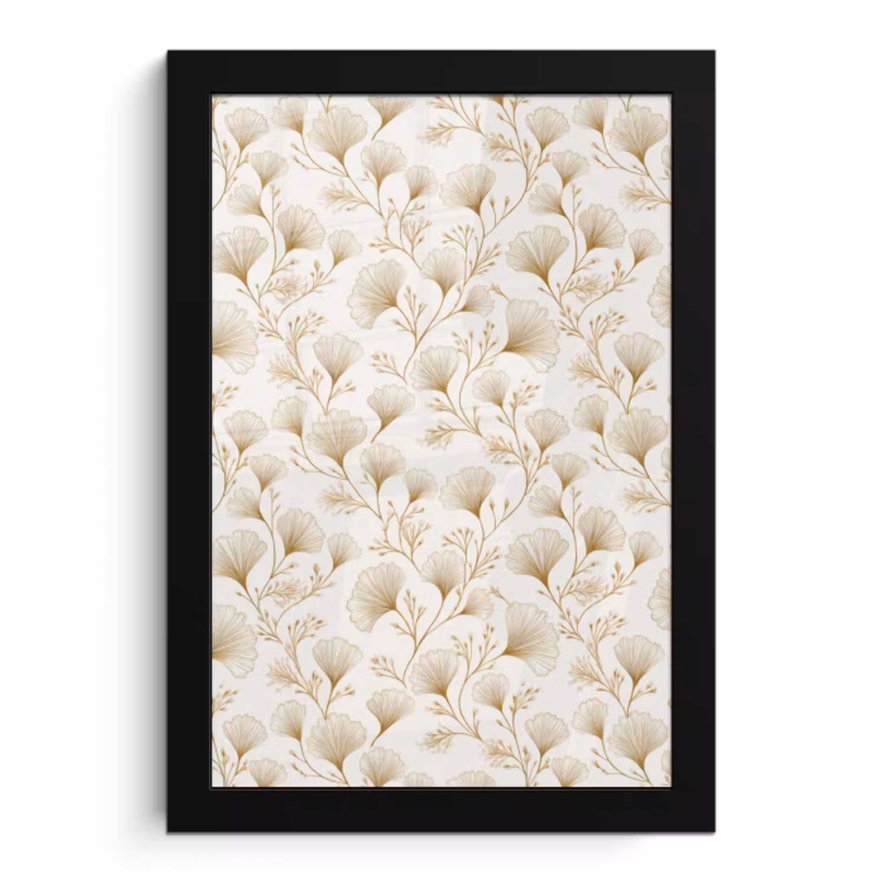 Ginkgo - Takken - Goud fotolijst zwart zonder passe partout klein 224 -3d