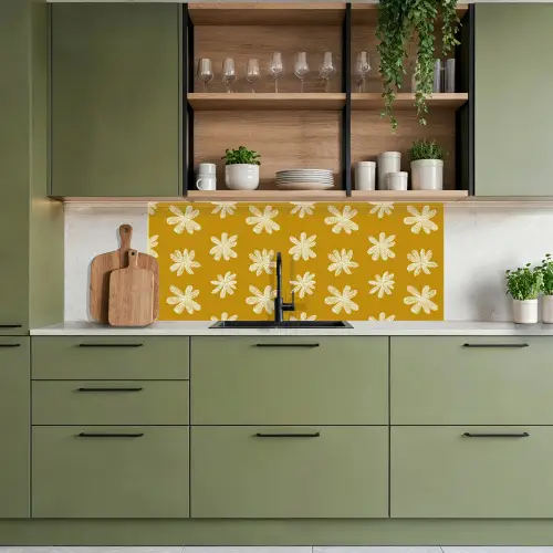 Bloem - Speels - Okergeel keuken achterwand 2 middel 871 -sfeer3