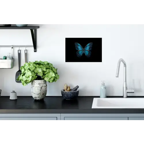 Vlinder - Blauw - Contrast Muursticker klein -keuken