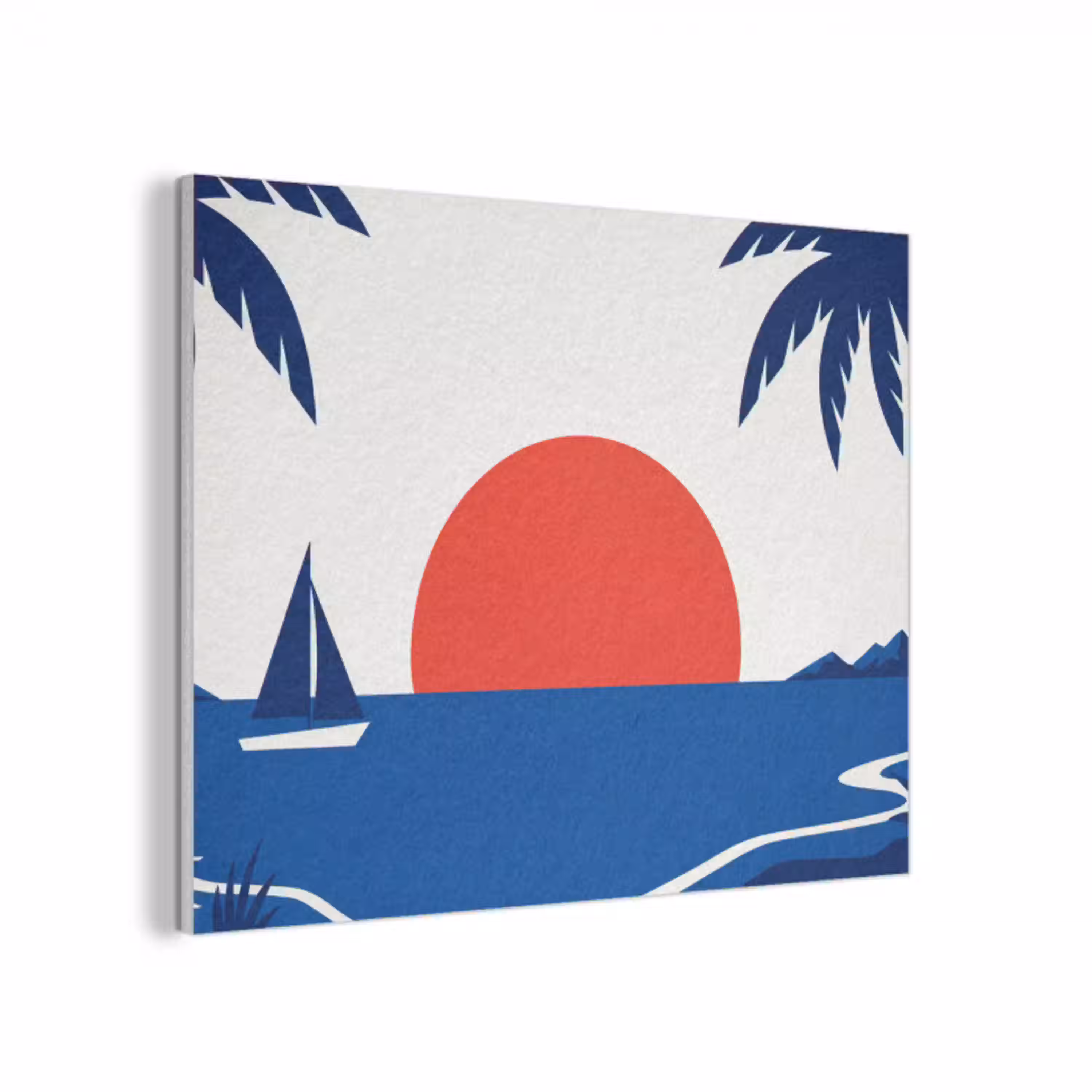 Zonsondergang - Zee - Palmboom - Tropisch - Modern PET vilt klein -3d