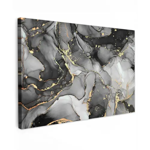 Marmer - Zwart - Goud - Grijs canvas 2cm klein -z3d