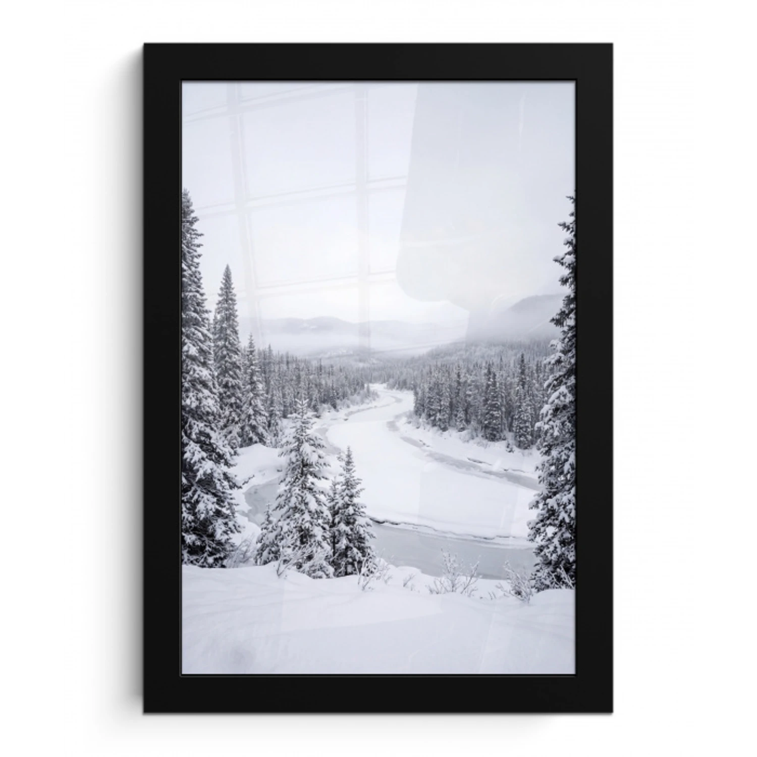 Rivier - Bevroren - Landschap - Winter fotolijst zwart zonder passe partout klein -3d