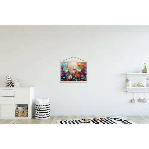 Klaprozen - Bloemen - Kunst - Botanisch textielposter latten blank klein -kinderkamer