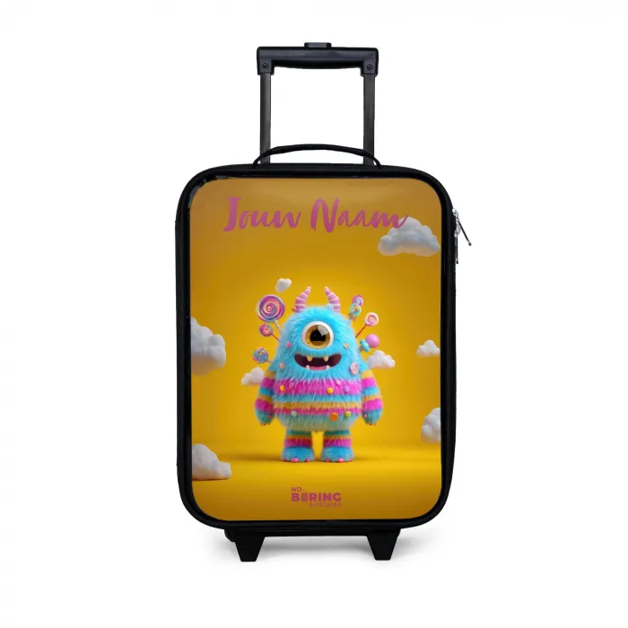 Snoep - Monster - Regenboog Kinderkoffer - Zwart klein -3d