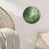Bos - Pad - Zon - Bomen - Groen - Natuur Wandcirkel kunststof plaat 5mm dik klein -sfeer5