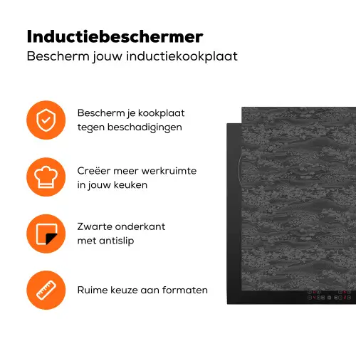 Grijs - Bloesem - Heuvels Inductie beschermer vinyl 3mm klein 276 -zzzzzzz-td-ups