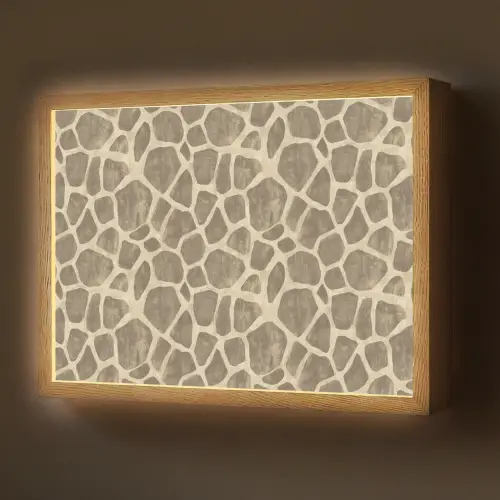 Giraf - Patroon - Beige - Bruin Light Box met batterij (Wandlamp) middel 907 -z3d_website
