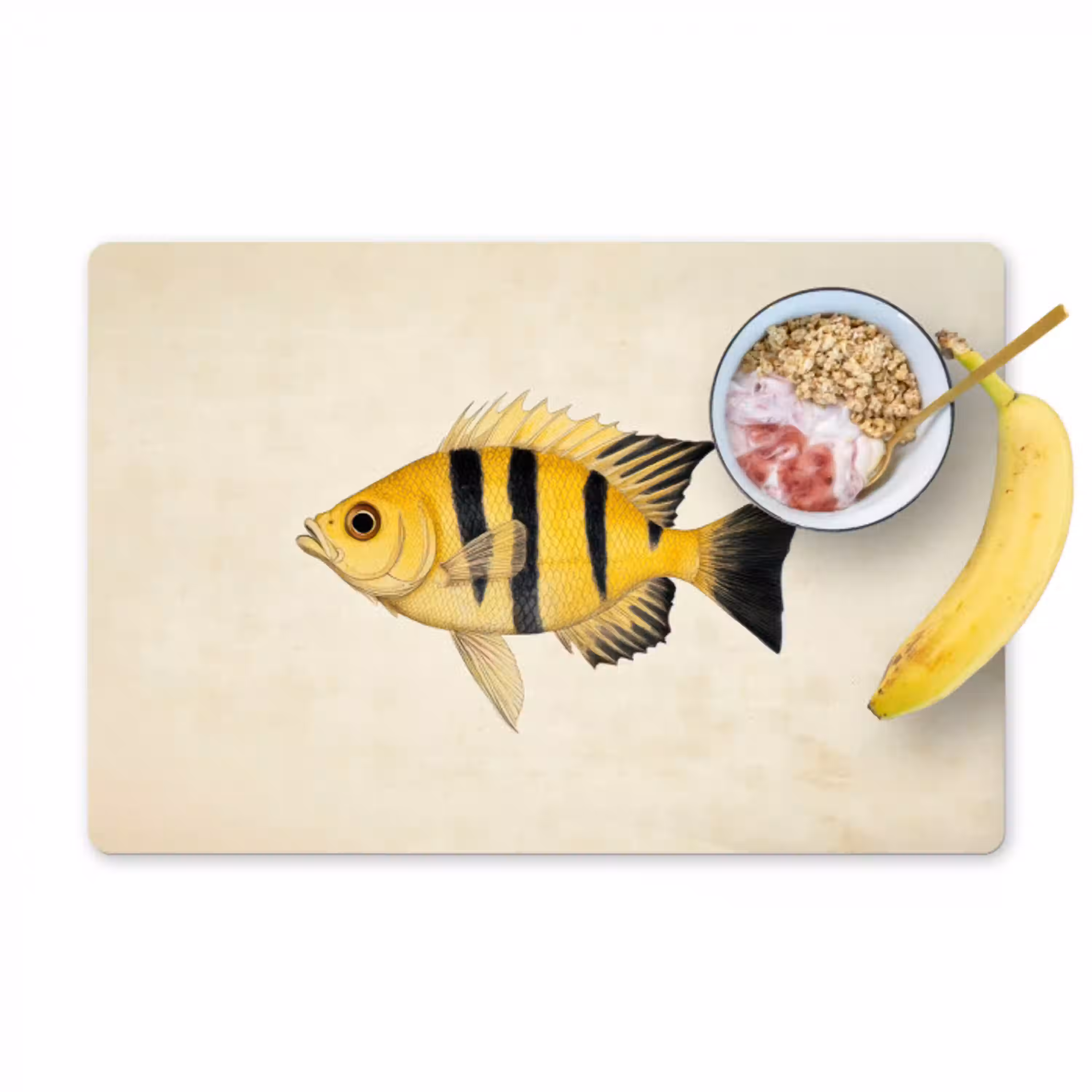 Geel - Vis - Strepen - Tropisch Placemat vinyl groot -zzzproduct_Kitchenyeah-website