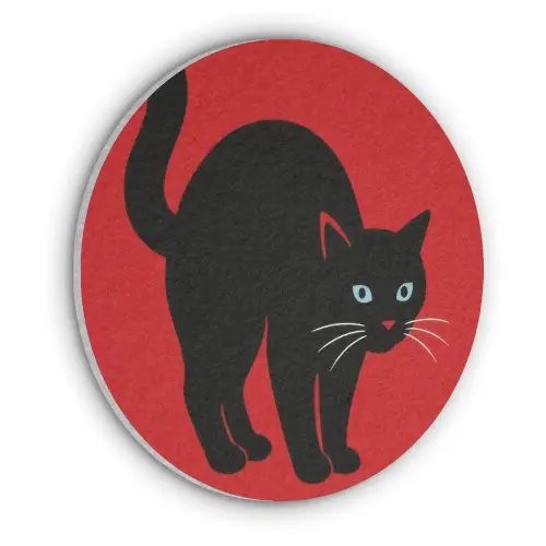 Kat - Zwart - Staart Akoestische PET Vilt - Rond klein -3d