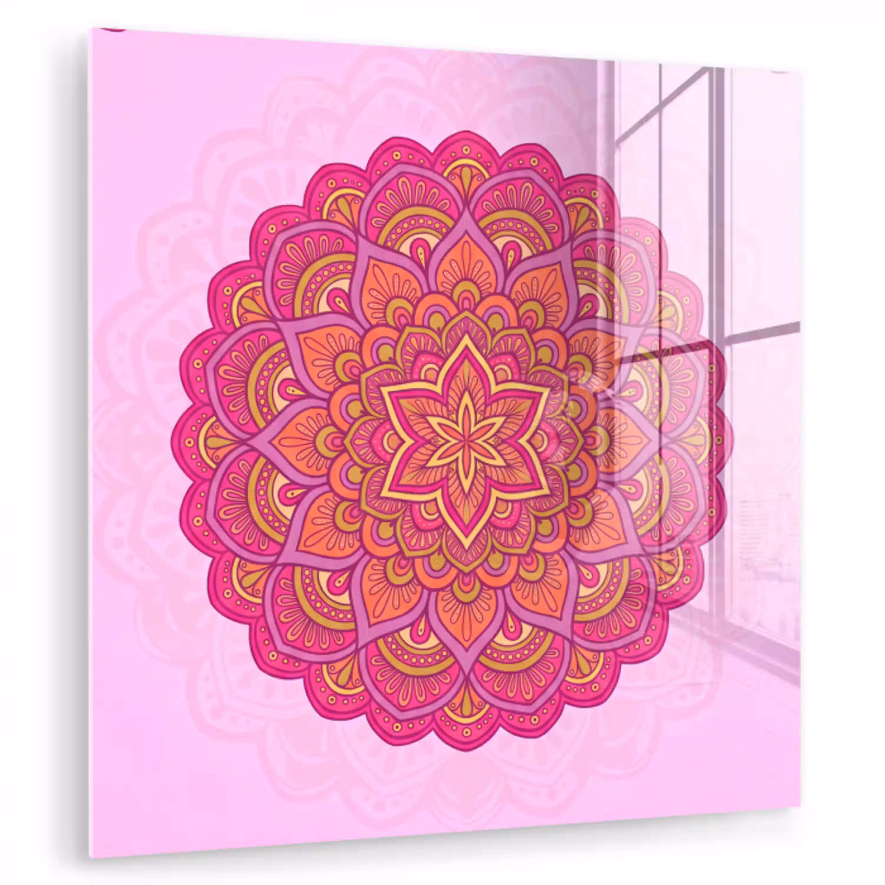 Mandala - Cirkel - Spiritueel - Oosters - Roze plexiglas 5mm klein -zzzproduct_nieuw