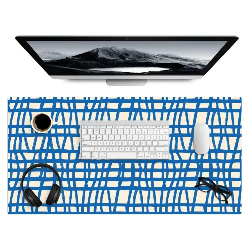 Ruitpatroon - Blauw - Crème Muismat XXL klein 681 -3d