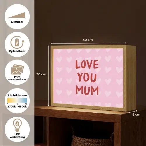 Love - Quote - Moeder - Rood Light Box met batterij (Wandlamp) middel -USP_websiteoverzichtNL
